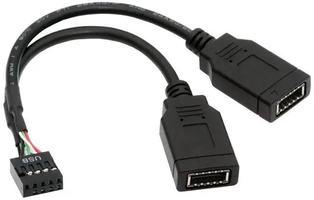 Main image of Vszerda USB 2.0 9Pin 10Pin Mainboard Header Male to Dual USB 3.1 Front Panel Socket Key-A Type-E Extension Cable 0.15M