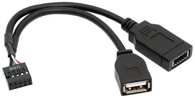 Main image of Vszerda USB 2.0 9Pin 10Pin Mainboard Header Male to Dual Type-A&USB 3.1 Front Panel Socket Key-A Type-E Extension Cable 0.15M