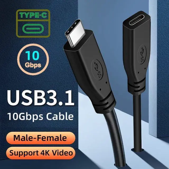 Alt view image 3 of 7 - Vszerda USB-C USB 3.1 Type C Male to Female Extension Data Cable for Laptop Tablet Mobile Phone 2m