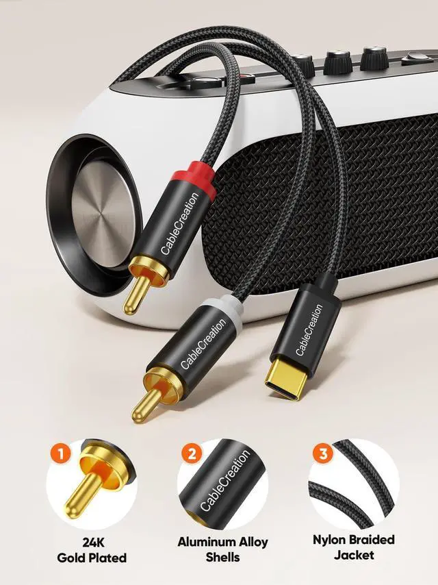 Alt view image 4 of 7 - USB C to RCA Audio Cable 3.3FT, Type-C to 2 Male Y RCA Splitter, RCA to USB C for iPhone 15 Series, Tablet, Home Theater, DVD, Amplifier, Speaker, Car Stereo, Samsung Galaxy S23