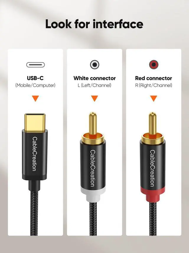 Alt view image 6 of 7 - USB C to RCA Audio Cable 3.3FT, Type-C to 2 Male Y RCA Splitter, RCA to USB C for iPhone 15 Series, Tablet, Home Theater, DVD, Amplifier, Speaker, Car Stereo, Samsung Galaxy S23