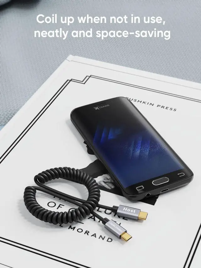 Alt view image 6 of 7 - Coiled Micro USB to USB C Cable 4FT, USBC to MicroUSB OTG 480Mbps Cord for Wall Chargers, MacBook Pro Air Galaxy S22 S21 Pixel 5/4/3 & More, 1.2M Black