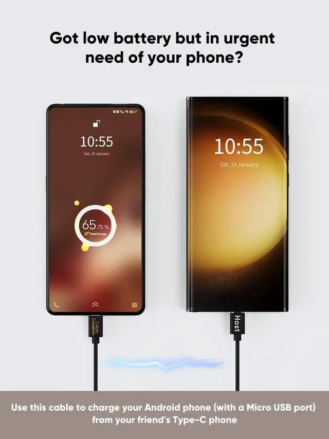 Alt view image 3 of 7 - USB C to Micro USB Cable - 3.3FT, 480Mbps OTG, Compatible with MacBook Pro Air Galaxy S21 S20 S10 Pixel 5/4/3 - Black