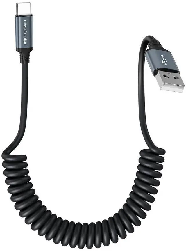 Main image of KEHIPI Coiled USB C Cable, Coiled USB A to USB C Cable for Car Type C Charger Cable for Carplay & Android Auto Compatible with iPhone 16,15, Samsung Galaxy S24 / S23, Google Pixel, Tablet