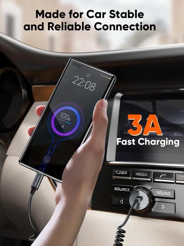 Alt view image 2 of 7 - KEHIPI Coiled USB C Cable, Coiled USB A to USB C Cable for Car Type C Charger Cable for Carplay & Android Auto Compatible with iPhone 16,15, Samsung Galaxy S24 / S23, Google Pixel, Tablet