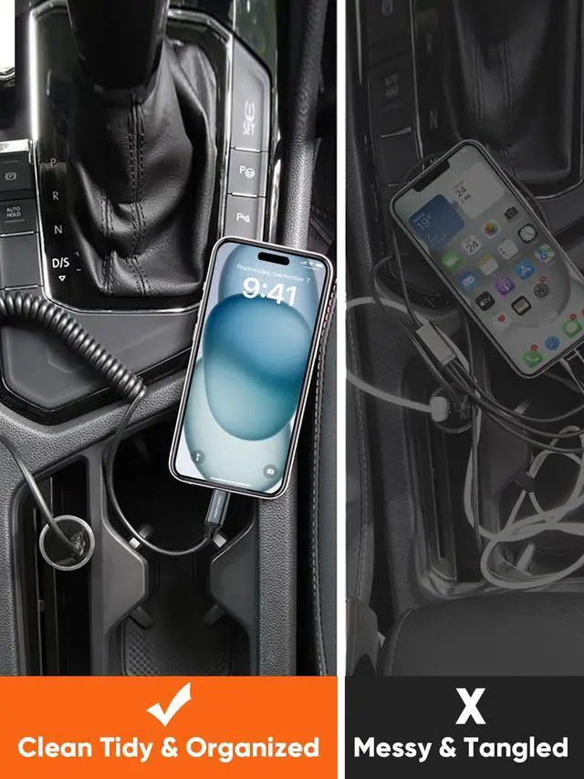 Alt view image 5 of 7 - KEHIPI Coiled USB C Cable, Coiled USB A to USB C Cable for Car Type C Charger Cable for Carplay & Android Auto Compatible with iPhone 16,15, Samsung Galaxy S24 / S23, Google Pixel, Tablet