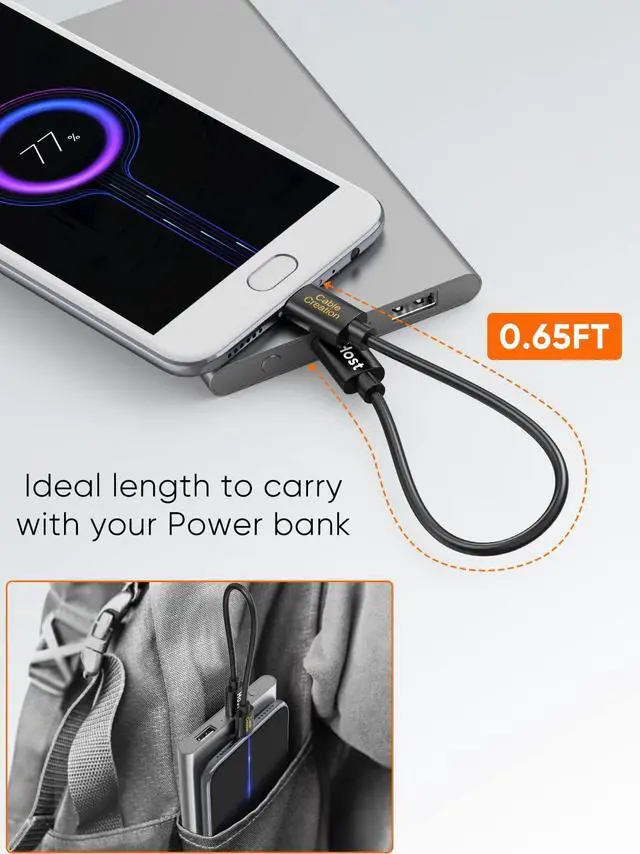 Alt view image 7 of 7 - Short Micro USB to USB C Cable 0.65 FT, 2-Pack OTG 480Mbps Type C to MicroUSB Cord Compatible with MacBook Pro Air Galaxy S22 Pixel 5 & More, 0.2M Black