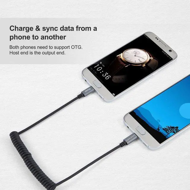 Alt view image 4 of 7 - Micro USB to Micro USB Coiled Cable 0.56ft to 4ft, Coiled Micro OTG Cable with Gold Plated Connector Aluminium Shell Works for Raspberry Pi Zero, Smart Phones, DJI Remote, Black