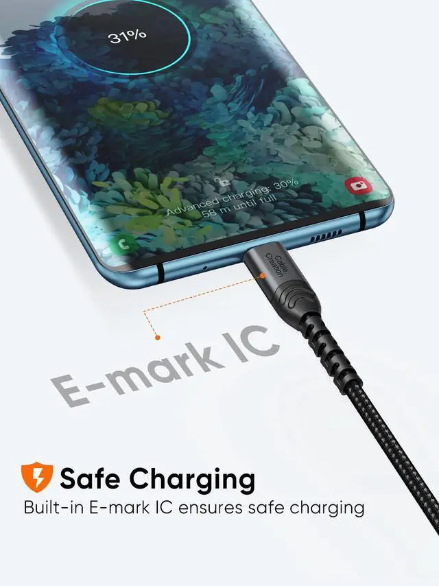Alt view image 6 of 7 - USB C to USB C Cable 6.6ft 2PACK, 60W USB-C Fast Charging Cord, Double-Braided Type C to C Work with iPhone 15/16, iPad, Galaxy S24 23 22, Powerbank, Tablet, Android Phone
