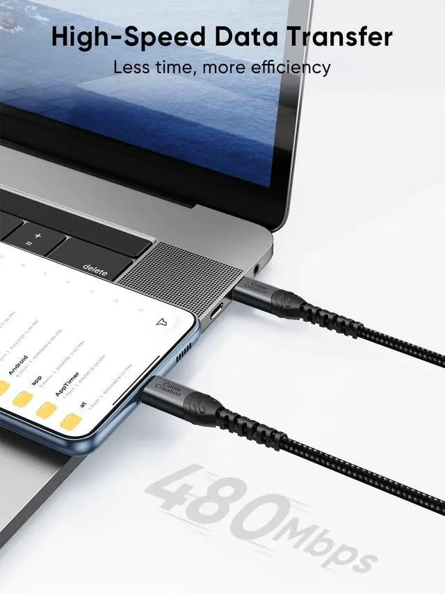 Alt view image 4 of 7 - USB C to USB C Cable 6.6ft 2PACK, 60W USB-C Fast Charging Cord, Double-Braided Type C to C Work with iPhone 15/16, iPad, Galaxy S24 23 22, Powerbank, Tablet, Android Phone