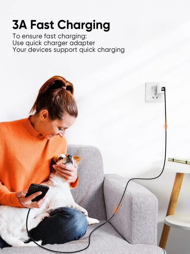 Alt view image 3 of 7 - USB C to USB C Cable 6.6ft 2PACK, 60W USB-C Fast Charging Cord, Double-Braided Type C to C Work with iPhone 15/16, iPad, Galaxy S24 23 22, Powerbank, Tablet, Android Phone