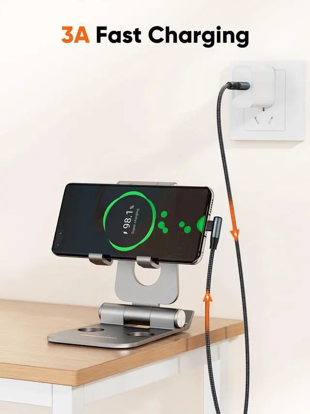 Alt view image 3 of 7 - Right Angle USB C Cable 3.3FT, 90 Degree Nylon Braided 3A USB to USB C Cable for Car Carplay, iPhone 15, Galaxy S24/S23, MacBook,iPad mini 6,iPad Pro 2020, Switch