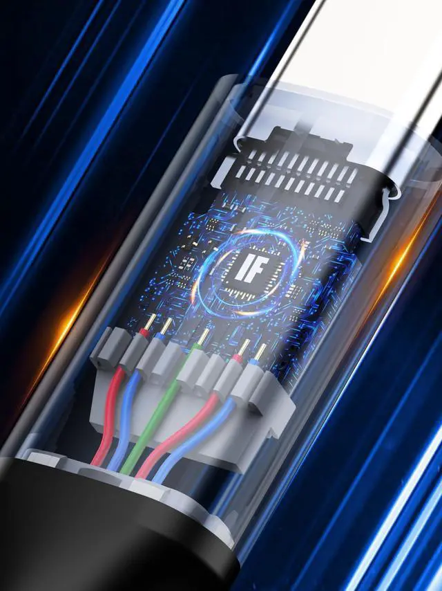 Alt view image 6 of 7 - Short USB4 Cable 0.5FT, Thunderbolt 4 Cable 40Gbps, 240W, 8K@60Hz, Compatible with Thunderbolt 3, Thunderbolt 4 and USB-C