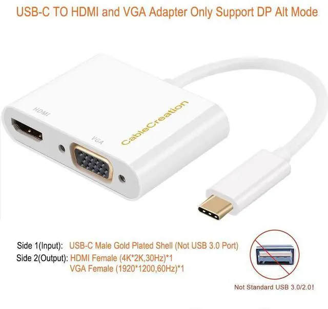 Alt view image 2 of 6 - USB C to HDMI VGA Adapter, Type C to HDMI 4K VGA 1080P Converter, Compatible with iPhone 15 Plus/15 Pro Max, Galaxy S22 Ultra, MacBook Pro, iPad Pro 2020, Chromebook Pixel, XPS 13