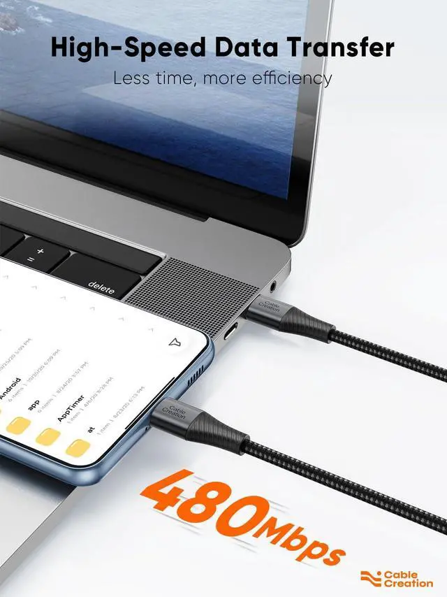 Alt view image 3 of 7 - Short USB C to USB C Cable 60W, USB C Charger Cable 0.8FT, Double-Braided Exterior Compatible with iPhone 15, Galaxy S23 Ultra S22 S21 S20 Note 20, MacBook, iPad mini 6, iPad Pro