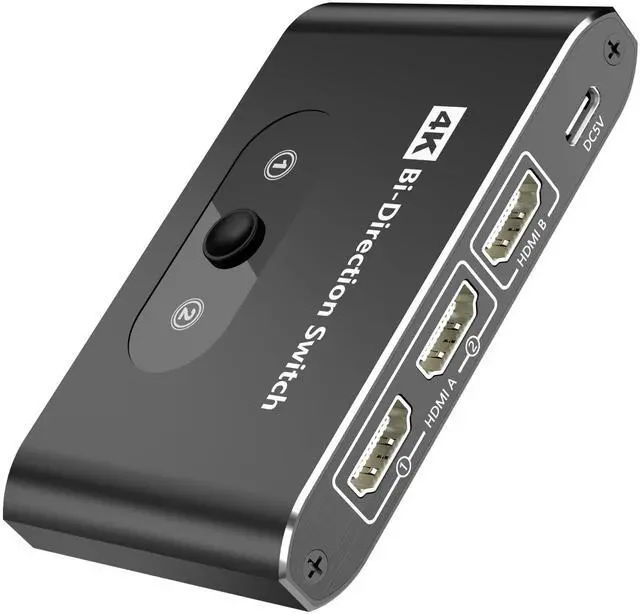 Main image of HDMI Switch 4K@60hz Splitter, Bidirectional Switcher Selector 2 in 1 Out/1 in 2 Out, Aluminum Manual HDMI Hub Supports HD Compatible with Xbox PS5/4/3 Blu-Ray Player Fire Stick Projector Computer