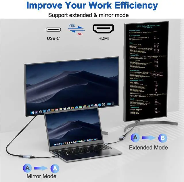 Alt view image 4 of 7 - BUCIER USB C to HDMI Adapter 4K Cable, Thunderbolt Converter, USB Type-C to HDMI Adapter for Laptop MacBook Pro/Air, iPhone16/15 Pro Max, XPS, HP, Thinkpad, Surface, Etc.
