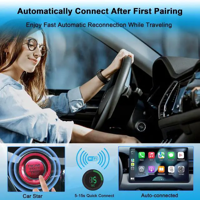 Alt view image 4 of 7 - Android Auto & CarPlay Wireless Adapter - 2 in 1 Wireless for iPhone & Android, Plug & Play for Factory Wired Cars - Supports iOS 10+