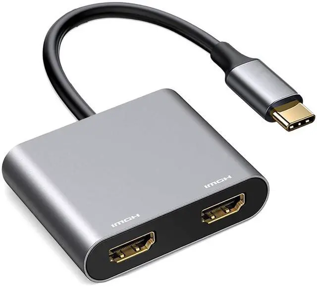 Main image of USB C to Dual HDMI Adapter 4K@60Hz, Type C to HDMI Splitter for Dual Monitors, USB C Hub Extend Display for MacBook Air/Pro, More Laptops with Thunderbolt 3/4 Ports