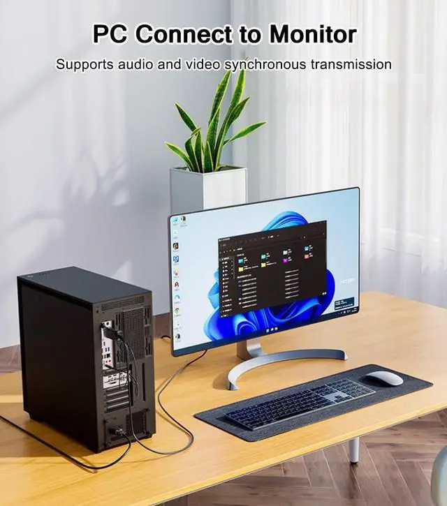 Alt view image 3 of 7 - VGA to HDMI Adapter Cable 6FT, VGA (Source) to HDMI (Display) Cable with Audio & USB Power, 1080P@60Hz Display Cord from Desktop PC Laptop to TV Monitor Projector
