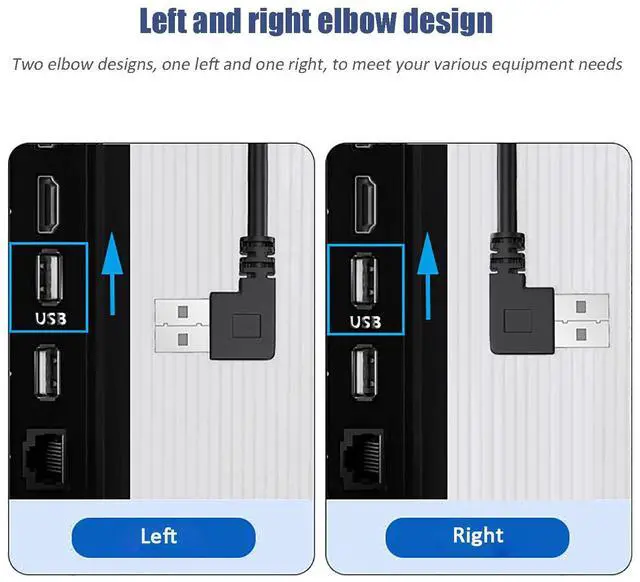 Alt view image 6 of 7 - Vszerda USB 3.0 Extension Cable Left and Right Angle, 2 Pack 90 Degree USB3.0 A Male to Male Extender Cord for Laptop TV USB Disk Mouse Hard Disk Camera