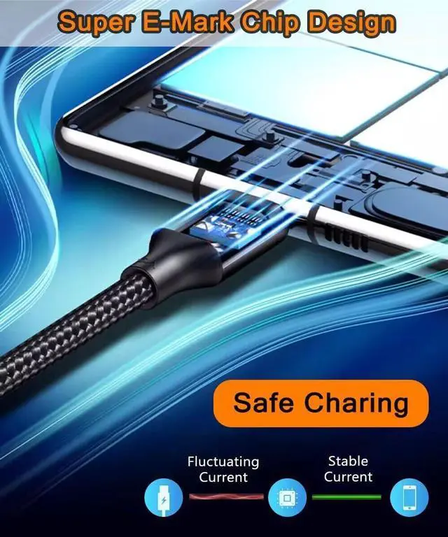 Alt view image 7 of 7 - USB C Cable 6.6FT, USB C 3.2 Gen2 Cable 8K@60Hz Display/100W Charging/20Gbps Data TransferFulfunctional USB Type C Cord for iPhone 15/16 Pro Max Plus, MacBook, iPad Pro and More Type C Devices