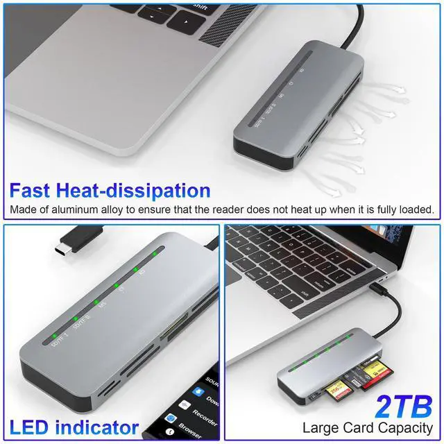 Alt view image 6 of 7 - USB C Memory Stick Pro Duo Card Reader, 7in1 XD Card Reader, SD Card Reader USBC for SD/TF/CF/XD/MS, 5Gbps High Speed Aluminum Multi Card Reader for Camera, Phone 15 16, Tablet, Laptop, Android