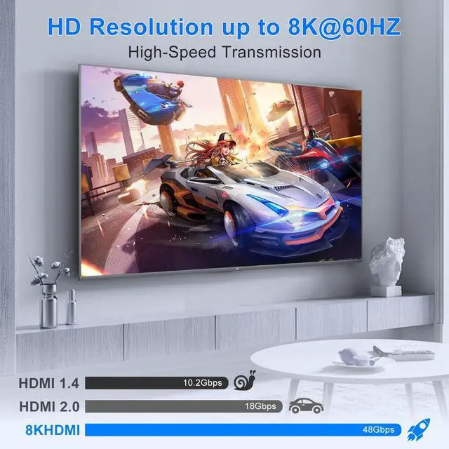 Alt view image 5 of 7 - 8K HDMI Switch 5 in 1 Out 8K@60Hz 4K@120Hz, HDMI 2.1 Splitter with IR Remote HDMI Switcher Selector Box Support 8K 4K 120Hz, HDMI 2.1 Switch for PS 5 4 3 Xbox DVD Blu-ray PC
