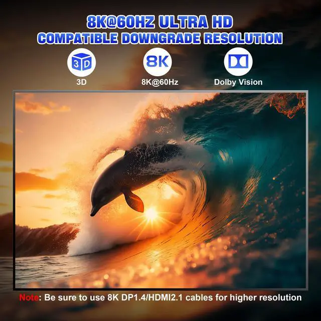 Alt view image 7 of 7 - Vszerda 8K@60Hz KVM Switch 3 Monitors 2 Computers, 8K HDMI+ 2 Displayport KVM with 3 USB 3.0 Port, 2 Computer 3 Monitor KVM Switch with Audio Mic Keyboard and Mouse Switcher