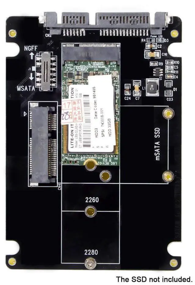 Alt view image 4 of 7 - Vszerda Combo M.2 NGFF B-Key & mSATA SSD to SATA 3.0 Adapter Converter Case Enclosure with Switch