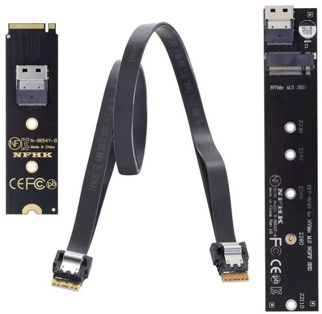 Alt view image 7 of 7 - Vszerda NGFF M-Key NVME Male to Female Extension Cable 40cm with SFF-8654 Connector for Mainboard SSD 2280/22110