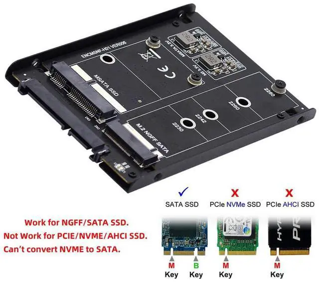 Alt view image 7 of 7 - Vszerda Dual MSATA NGFF B+M SSD Card JBOD Raid0 Span Bridge to 2.5inch SATA Combo HDD Disk Drive Enclosure