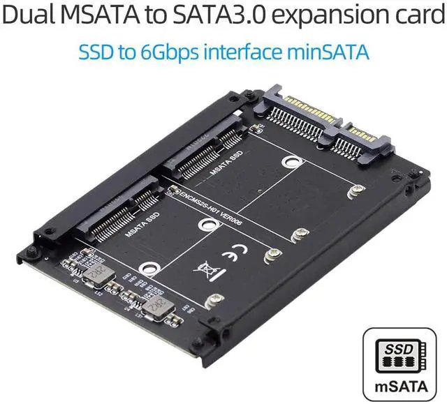 Alt view image 7 of 7 - Vszerda Dual MSATA Mini-SATA SSD Card JOBD Raid0 Span Bridge to 2.5inch SATA Combo HDD Disk Drive Enclosure