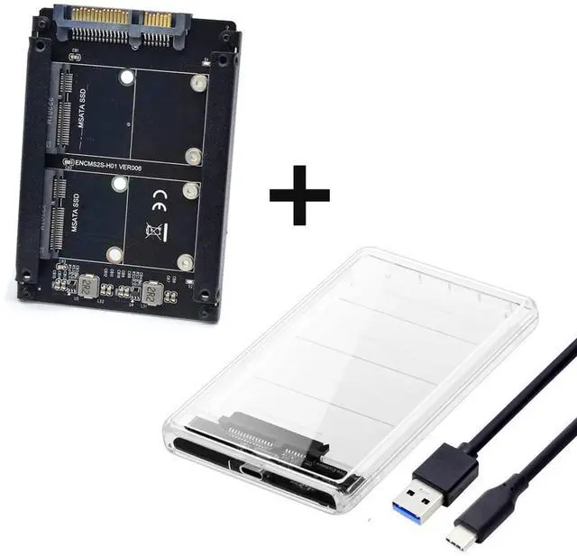 Alt view image 7 of 7 - Vszerda Dual MSATA Mini-SATA SSD Card JOBD Raid0 Span Bridge to USB3.0 Type-C USB-C 2.5inch SATA Combo Enclosure