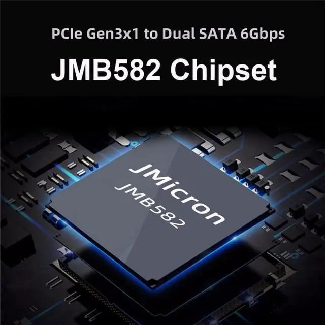 Alt view image 6 of 7 - Vszerda NGFF Key B+M PCI Express to SATA 3.0 6Gbps Dual Ports Vertical Horizontal Adapter Converter Hard Drive Extension Card JMB582 2280