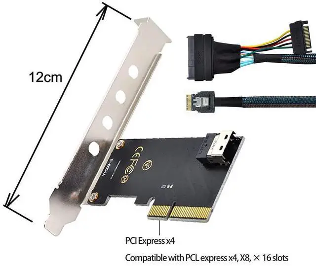 Alt view image 7 of 7 - Vszerda PCI-E 3.0 4.0 to SFF-8654 Slimline SAS Card Adapter and U.2 U2 SFF-8639 NVME PCIe SSD Cable for Mainboard SSD