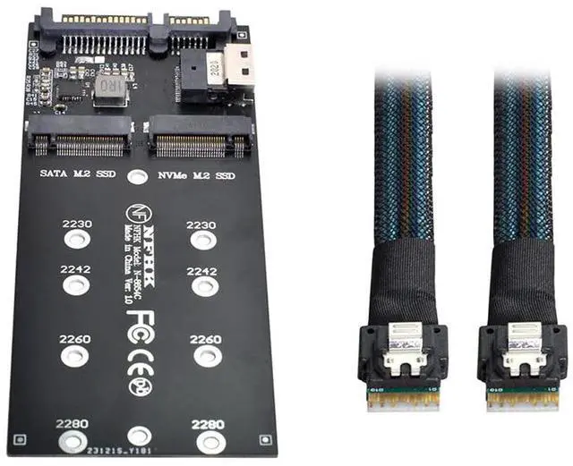 Alt view image 2 of 7 - Vszerda SFF-8654 Cable & Card U2 Kit NGFF M-Key to Slimline SAS NVME PCIe SSD SATA Adapter for Mainboard