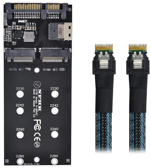Alt view image 3 of 7 - Vszerda SFF-8654 Cable & Card U2 Kit NGFF M-Key to Slimline SAS NVME PCIe SSD SATA Adapter for Mainboard