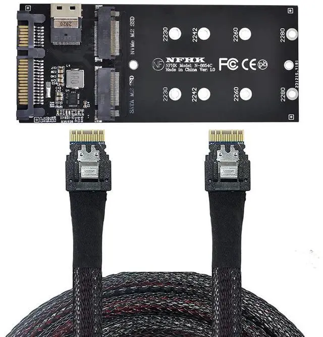 Alt view image 4 of 7 - Vszerda SFF-8654 Cable & Card U2 Kit NGFF M-Key to Slimline SAS NVME PCIe SSD SATA Adapter for Mainboard