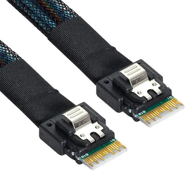 Alt view image 2 of 7 - Vszerda PCI-E Slimline SAS 4.0 SFF-8654 4i 38pin Host to SFF-8654 Slim SAS Target Cable 50cm