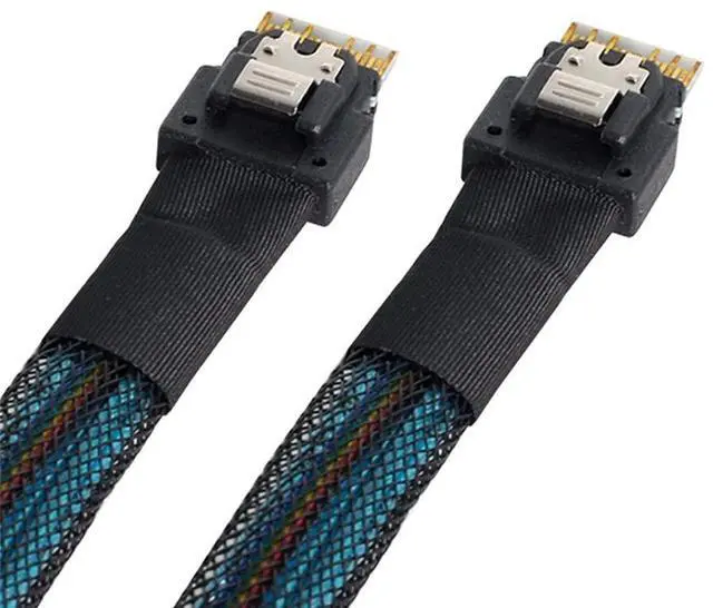 Alt view image 3 of 7 - Vszerda PCI-E Slimline SAS 4.0 SFF-8654 4i 38pin Host to SFF-8654 Slim SAS Target Cable 50cm