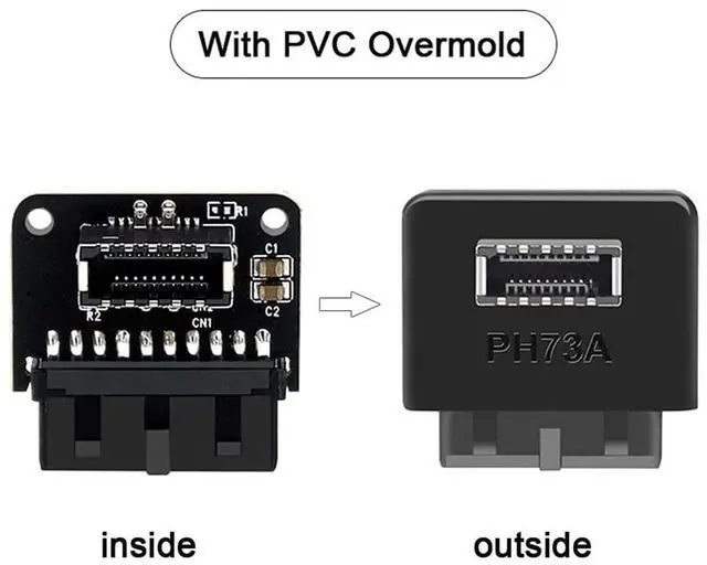 Alt view image 3 of 7 - Vszerda 2pcs USB 3.1 Front Panel Socket Key-A Type-E to USB 3.0 20Pin Header Male Extension Adapter for Motherboard