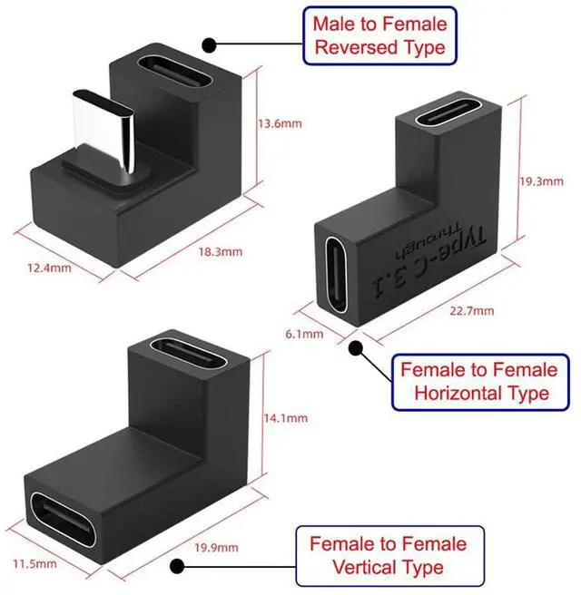 Alt view image 2 of 7 - Vszerda 3pcs/lot USB 3.1 Type C Male Female to USB-C Female Power Data 10Gbps Adapter for NS Switch & Phone