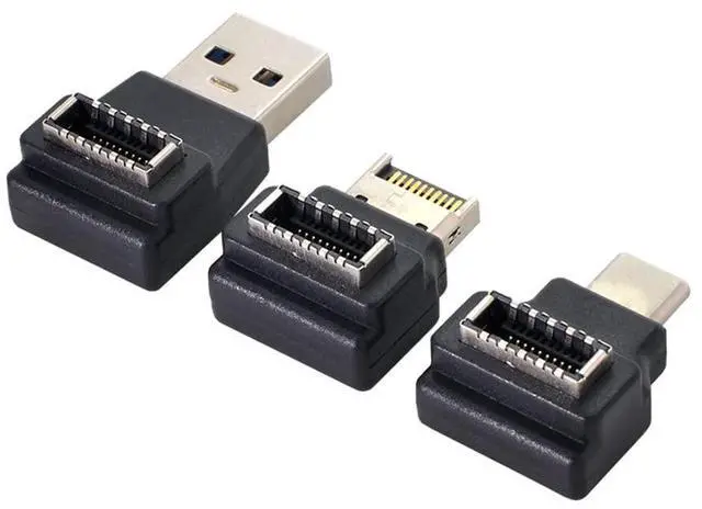 Main image of Vszerda 3pcs USB 3.1 Front Panel Header Female Type-E to Male Type-A & Type-C USB-C Motherboard Extension Data Angled Adapter