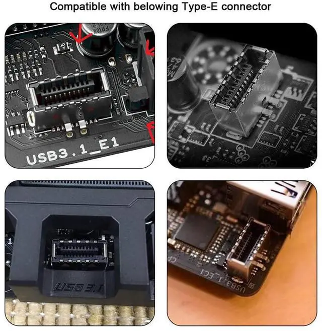 Alt view image 3 of 7 - Vszerda 3pcs USB 3.1 Front Panel Header Female Type-E to Male Type-A & Type-C USB-C Motherboard Extension Data Angled Adapter