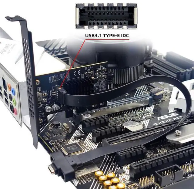 Alt view image 3 of 7 - Vszerda USB 3.2 Gen2 Type-E 20Gbps Front Panel Socket to PCI-E 4X Express Card Adapter for Desktop Motherboard