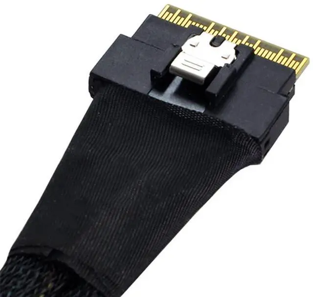 Alt view image 7 of 7 - Vszerda PCI-E Ultraport Slimline SAS Slim 4.0 SFF-8654 8i 74pin to Dual Oculink SFF-8611 Cable 50cm PCI-Express