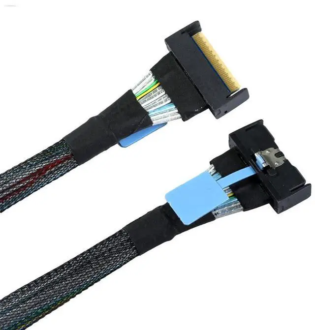 Alt view image 6 of 7 - Vszerda PCI-E 5.0 Mini Cool Edge IO MCIO STR SFF-8654 PCI-E Slimline SAS 8i 74Pin Male to SFF-8654 SAS 4.0 74Pin Male SFF-8654 Extender Cable 50cm