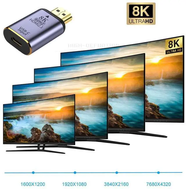 Alt view image 2 of 7 - Vszerda USB-C Type C Female Source to HDMI Sink HDTV Adapter 8K@60hz 4K@120hz for Tablet & Phone & Laptop