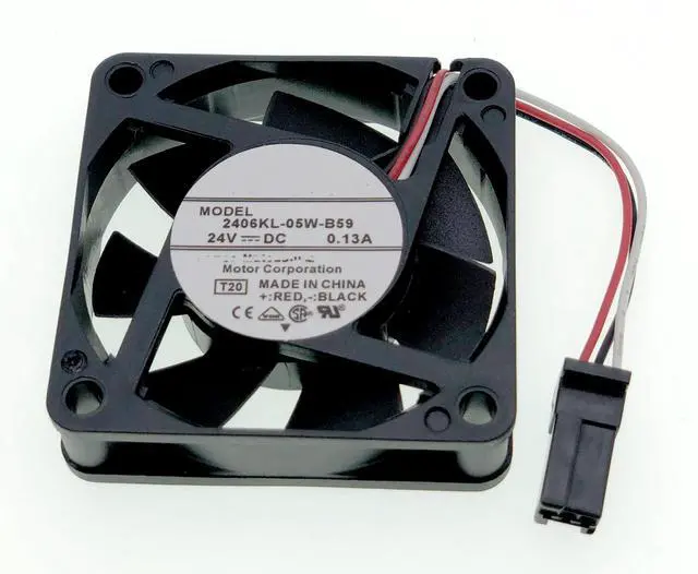 Main image of New System Cooling Fan Compatible with Fanuc 2406KL-05W-B59 DC 24V 0.13A 3.12W 6CM 4600 RPM Size: 60×60×15mm.